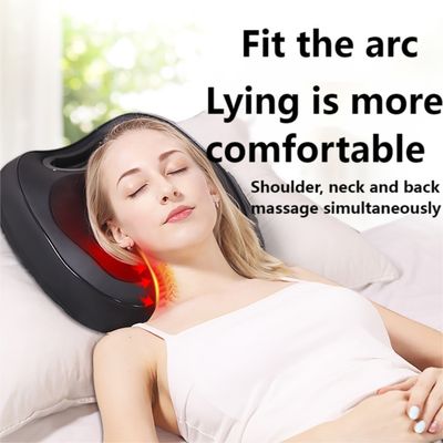 Electric Deep Shiatsu Neck Shoulder Back Massage Pillow with Rolling Kneading Heat 8W Massager