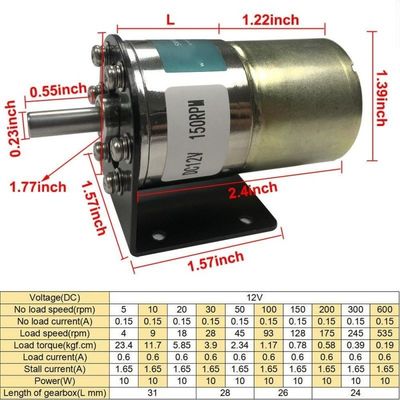 37mm Diameter Gearbox Large Torque Reduction Motor Durable for Long Time 12V 150rpm