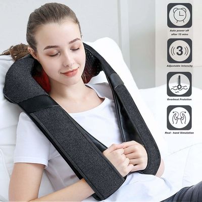 Professional Modern Design Dc 12v Pu Leather Smart Shoulder Neck Massager Timing Control
