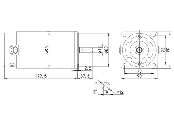 Professional 12V 24V Brushed DC Motor 3000rpm 90mm 65dB for High Speed Applications