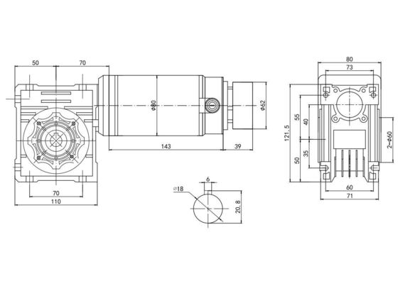 80mm 250W/300W High Torque Worm Gear Electric DC Motor 12V 24V for Right Angle Machine