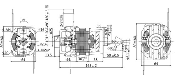 110W 12000rpm 220V Universal AC Motor 76mm Single Phase 70dB Electric Motor with 76mm