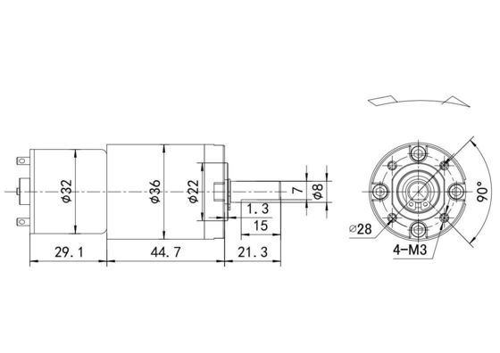 36mm 7.8W 12V 24V Planetary Gear DC Electric Motor with High Torque and Ball Bearing