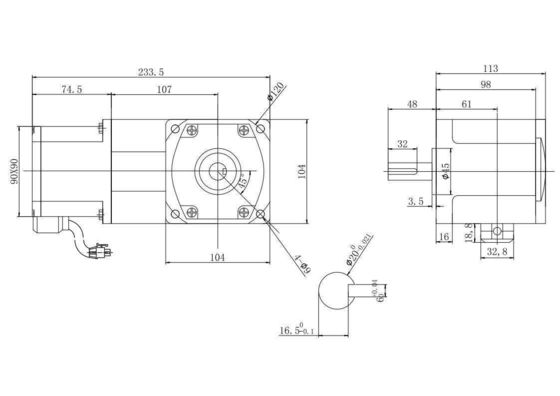 24V 48V 90mm Right Angle Gear DC Treadmill Electric Motor with 11A Continuous Current