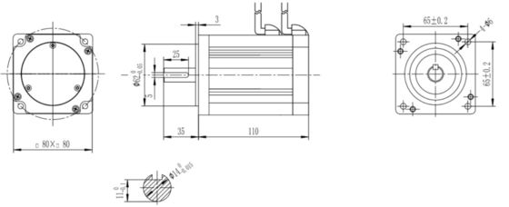 48V 220W Silver Brushless DC Treadmill Motor for Fitness YLP 80BL-154-3