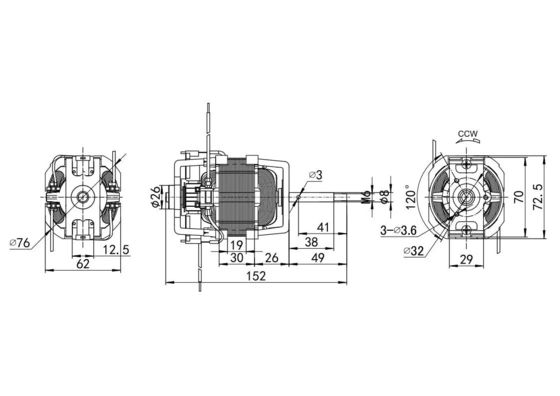 Shaft Type Threaded Shaft 110V 220V AC Universal Treadmill Motor 50/60Hz 76mm AC Motor