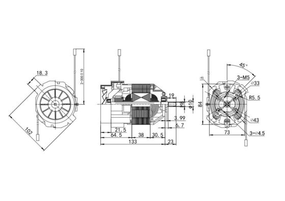 220w 230v AC Universal Motor 93mm Treadmill Motor with Non-inductive Synchronous Motor