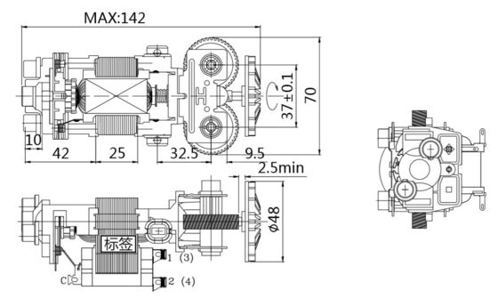 High Torque 830rpm 55mm Electric AC Treadmill Motor for 220v/230v Single Phase 50/60Hz