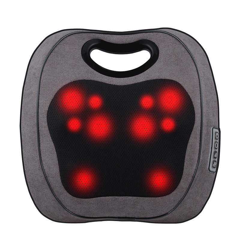 Electric Deep Shiatsu Neck Shoulder Back Massage Pillow with Rolling Kneading Heat 8W Massager